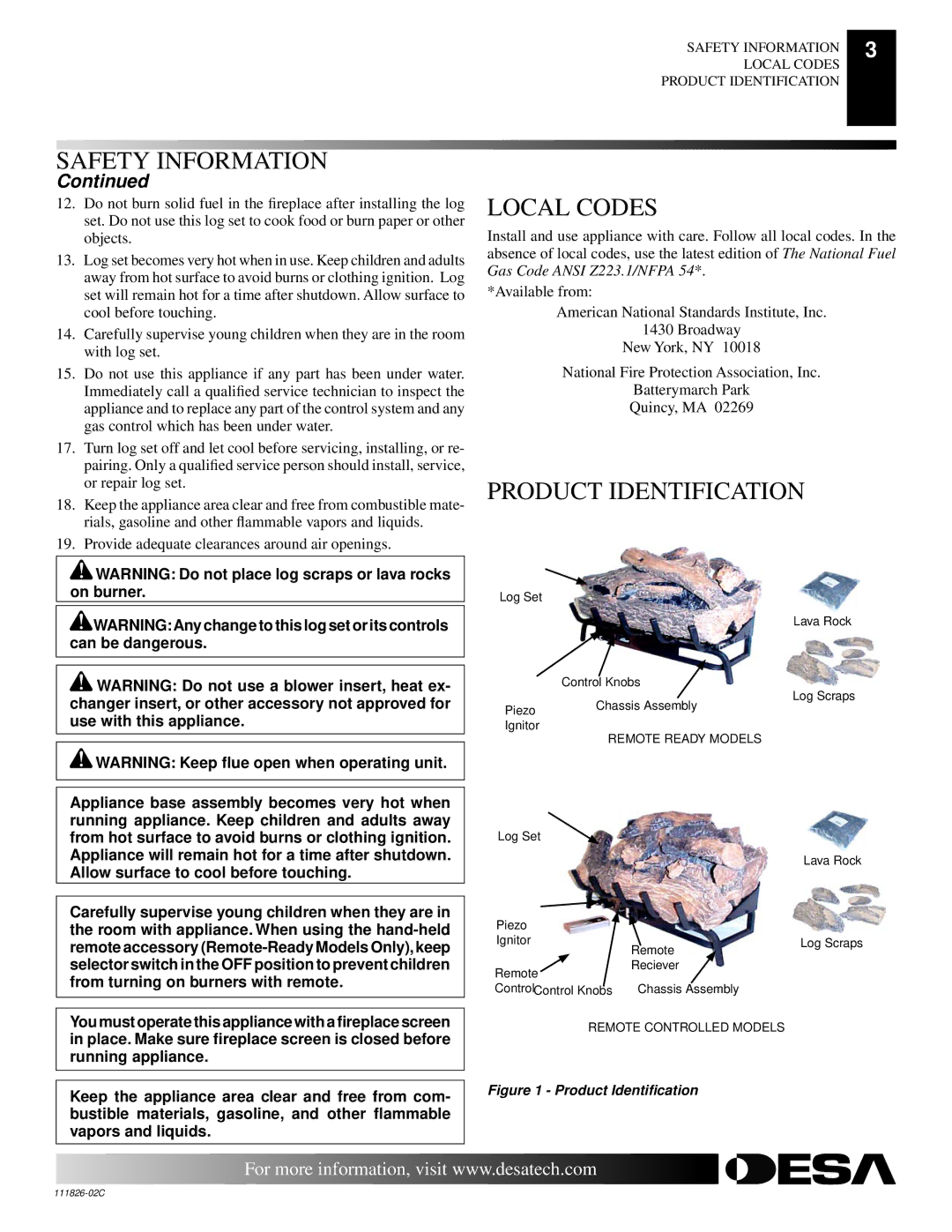 Desa VTD-24N-BTB, VTD-18P-PDG, VTD-24N-PDG installation manual Local Codes, Product Identification 