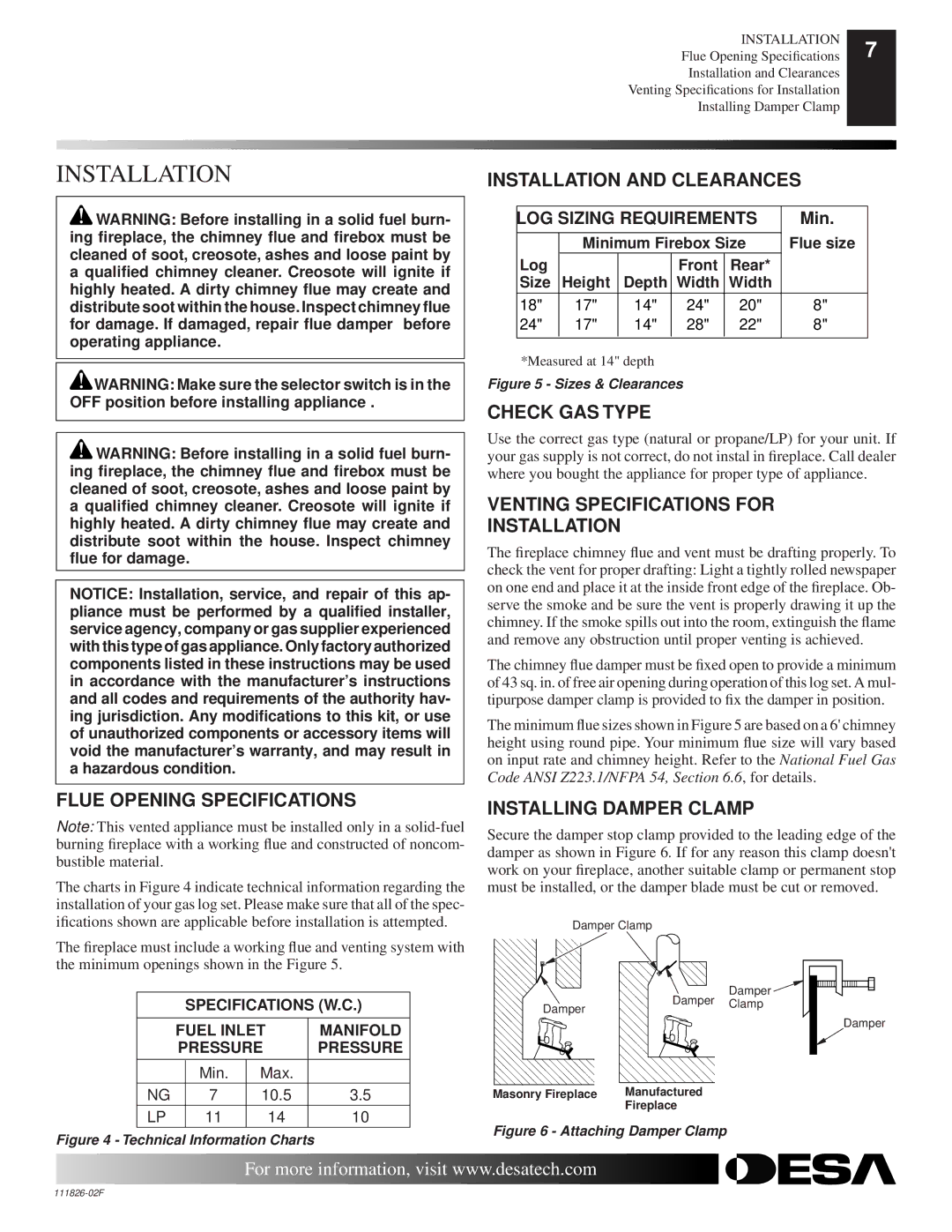 Desa VTD-18N-PDG, VTD-24P-PDG, VTD-24P-BTB, VTD-18N-BTB, VTD-18P-BTB installation manual Installation 