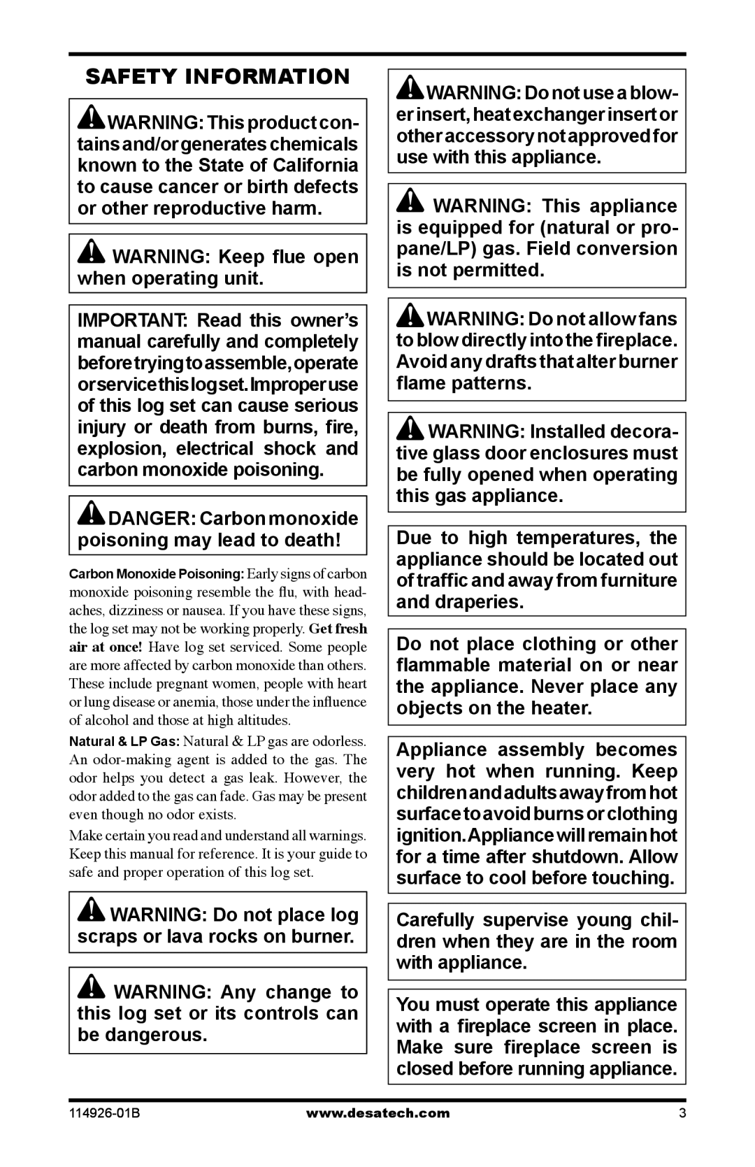 Desa VTDMV18NA, VTDMV24PA, VTDMV24NA, VTDMV18PA installation manual Safety Information 