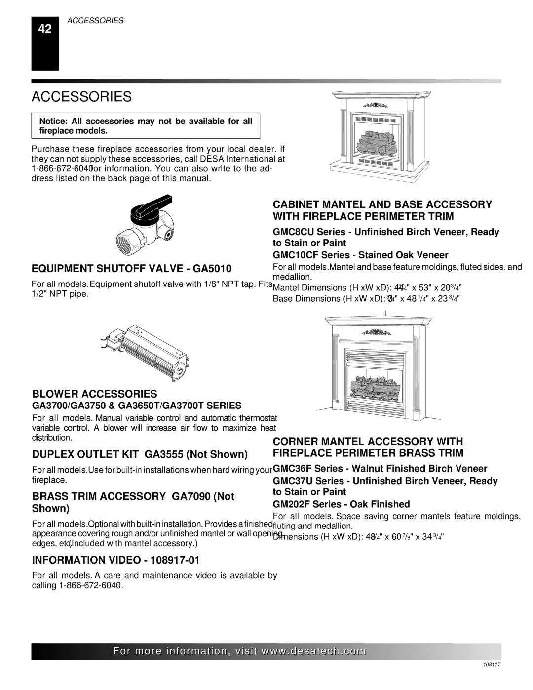 Desa VTGF33NR, VTGF33PR, CGEFP33PR Equipment Shutoff Valve GA5010, Blower Accessories, Information Video 