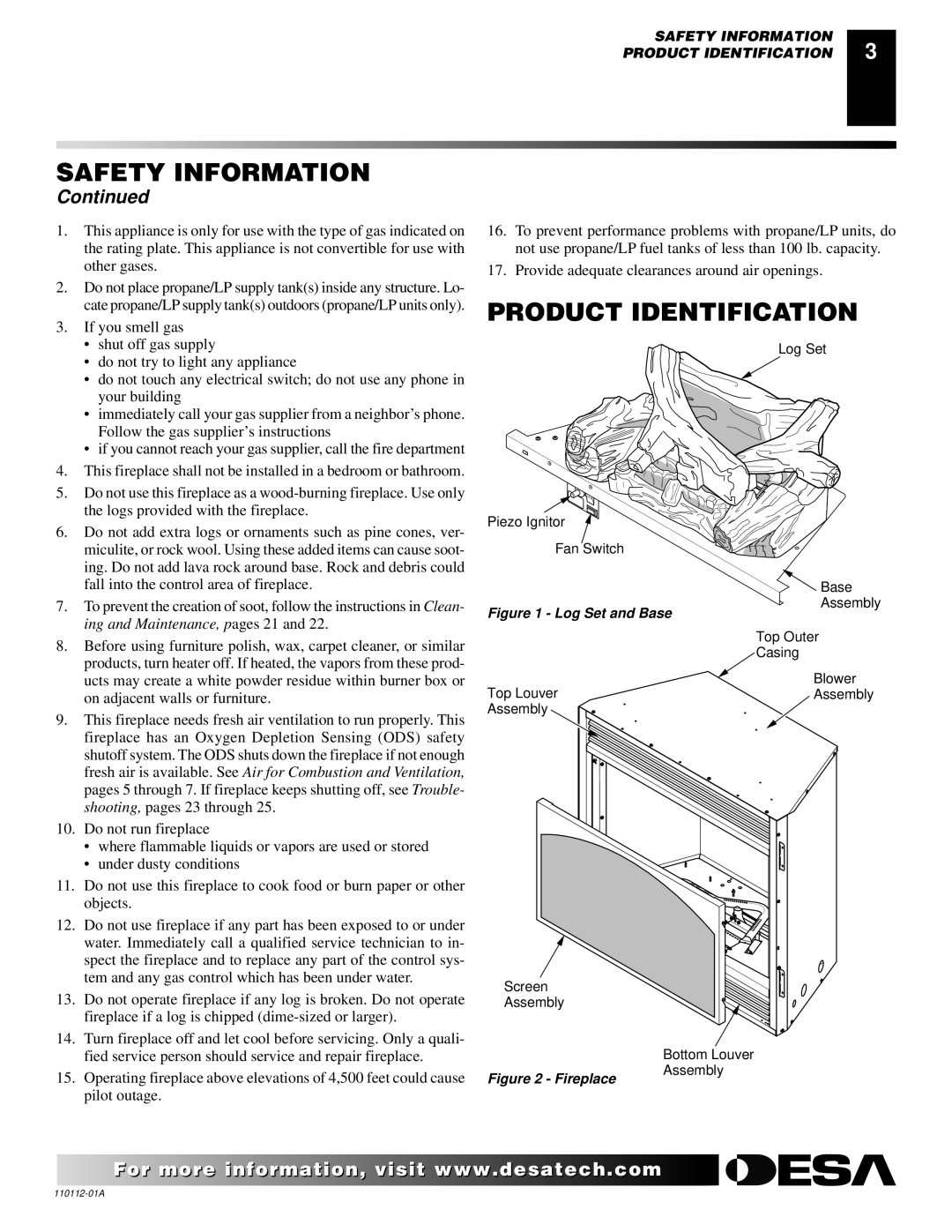 Desa VTGF33NRA installation manual Product Identification, Other gases 