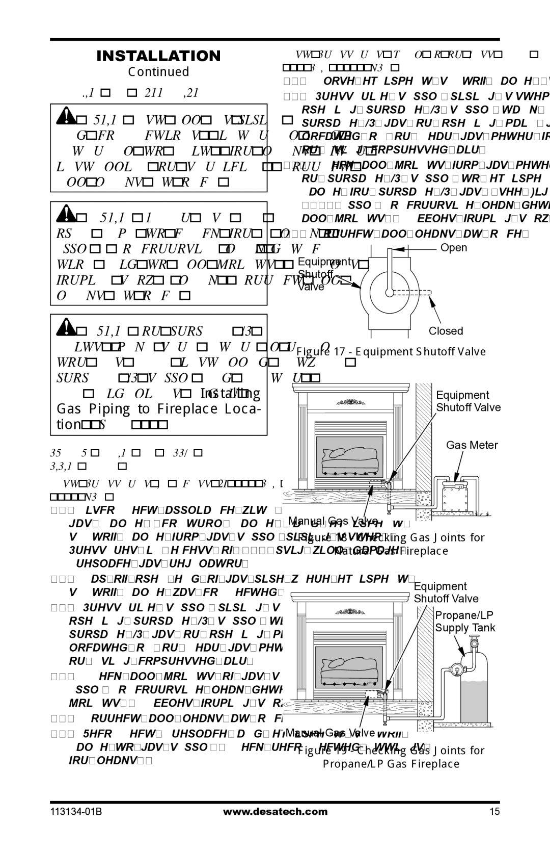 Desa VTGF33NRB, VTGF33PRB Checking GAS Connections, Test Pressures Equal To or Less Than 1/2 Psig 3.5 kPa 