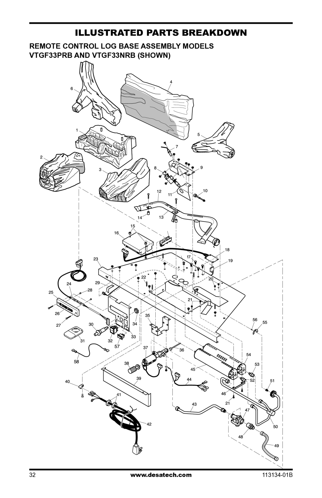 Desa VTGF33PRB, VTGF33NRB installation manual Illustrated Parts Breakdown 