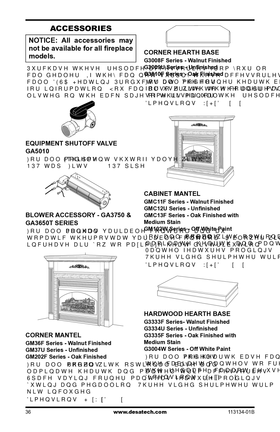 Desa VTGF33PRB, VTGF33NRB installation manual Accessories 