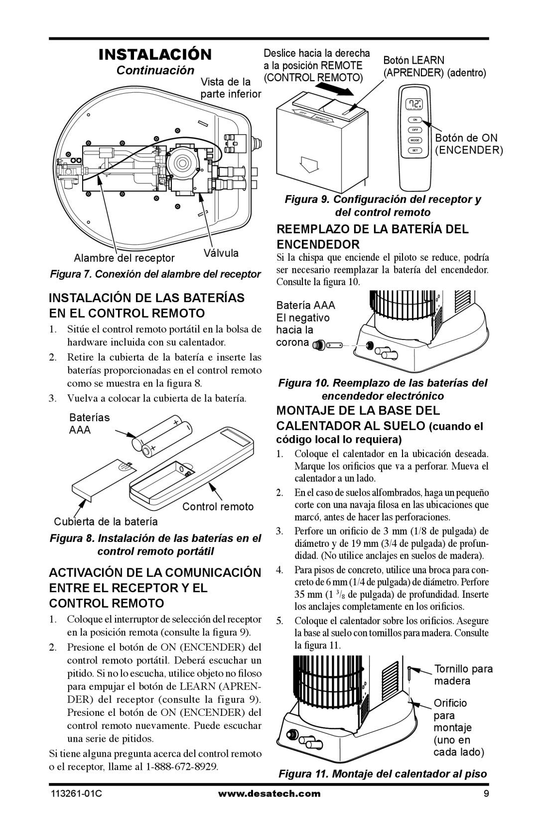 Desa VTN25R, VTP22R Reemplazo DE LA Batería DEL Encendedor, Instalación DE LAS Baterías EN EL Control Remoto 