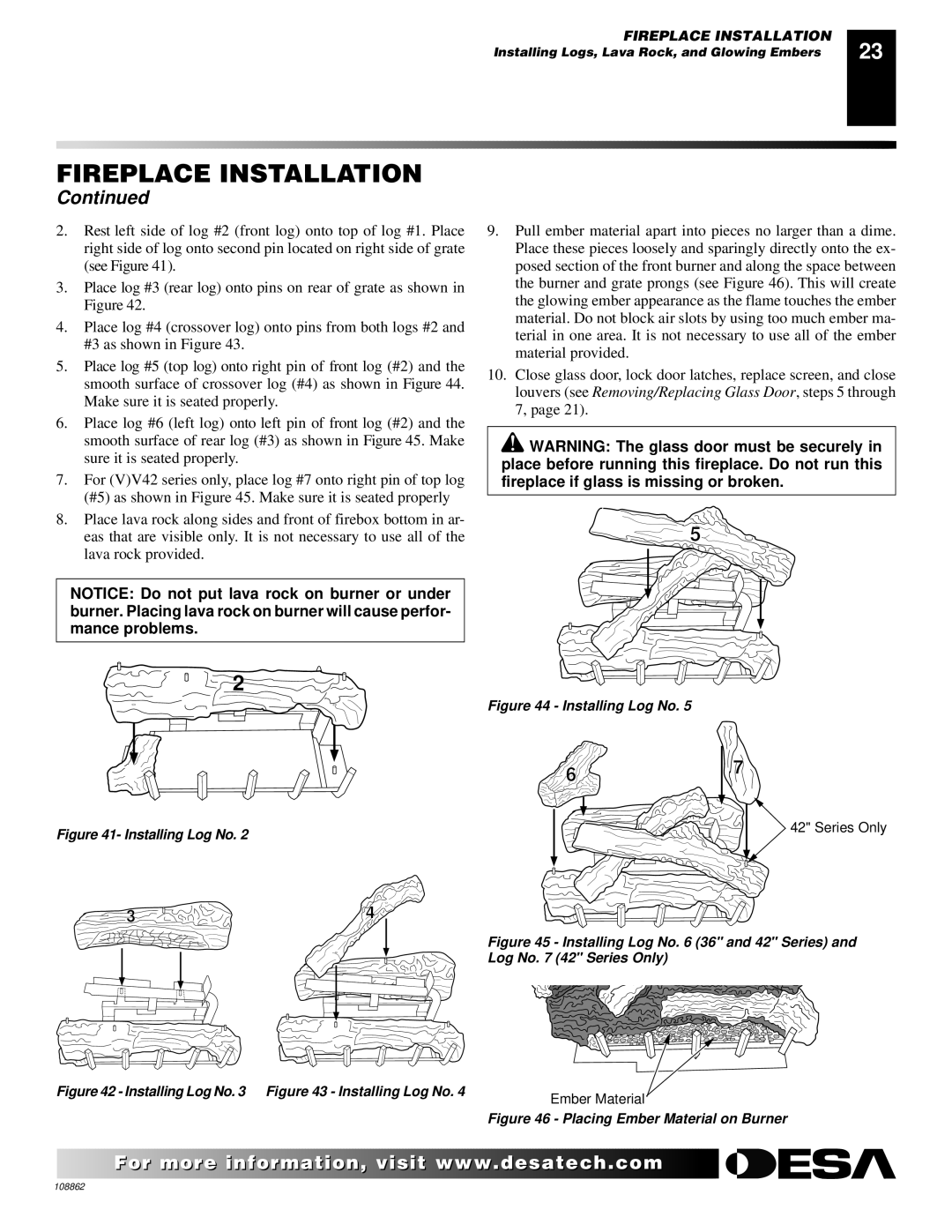 Desa (V)V36EN installation manual Installing Log No 