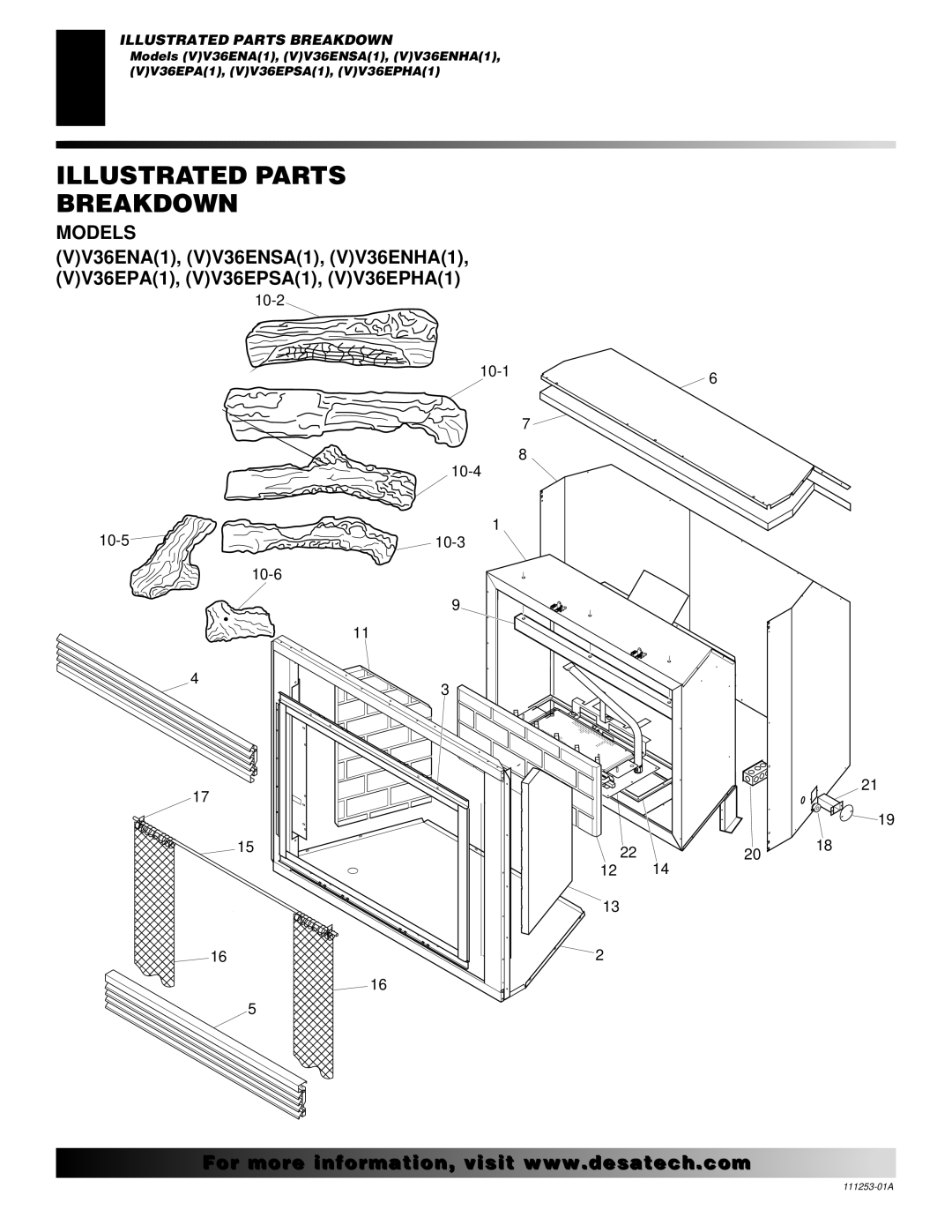 Desa (V)V36ENA(1), (V)V36EPA(1) installation manual Illustrated Parts Breakdown, Models 