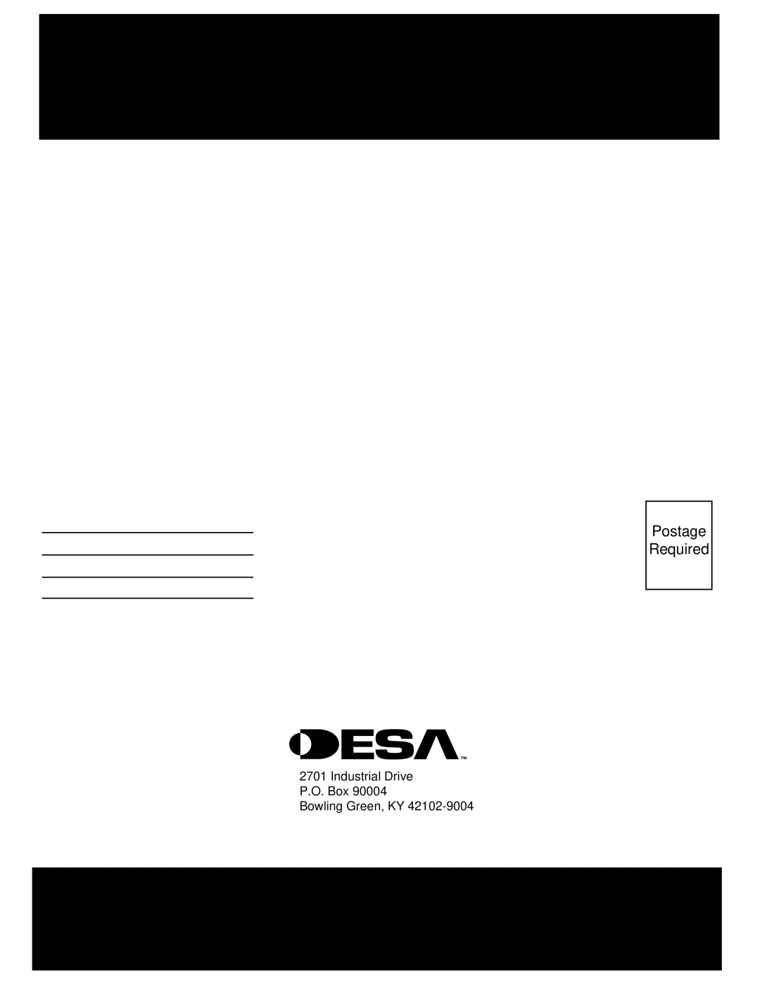 Desa (V)V36ENA(1), (V)V36EPA(1) installation manual Postage Required 