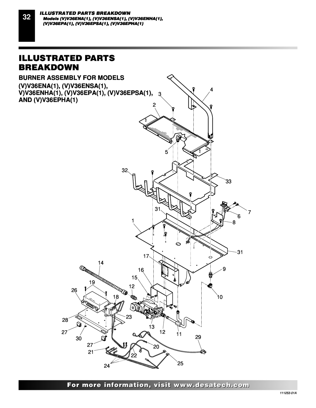 Desa (V)V36ENA(1), (V)V36EPA(1) installation manual AND VV36EPHA1, Illustrated Parts Breakdown 