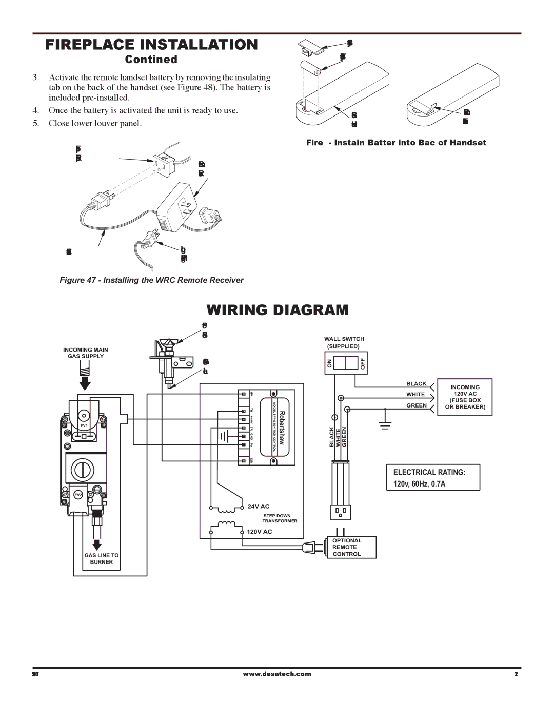 Desa VV36EPC1 SERIES, VV36ENC1 SERIES, (V)V36EN-B, (V)V36EP-B installation manual Wiring Diagram, Pilot Burner Pilot Gas Line 