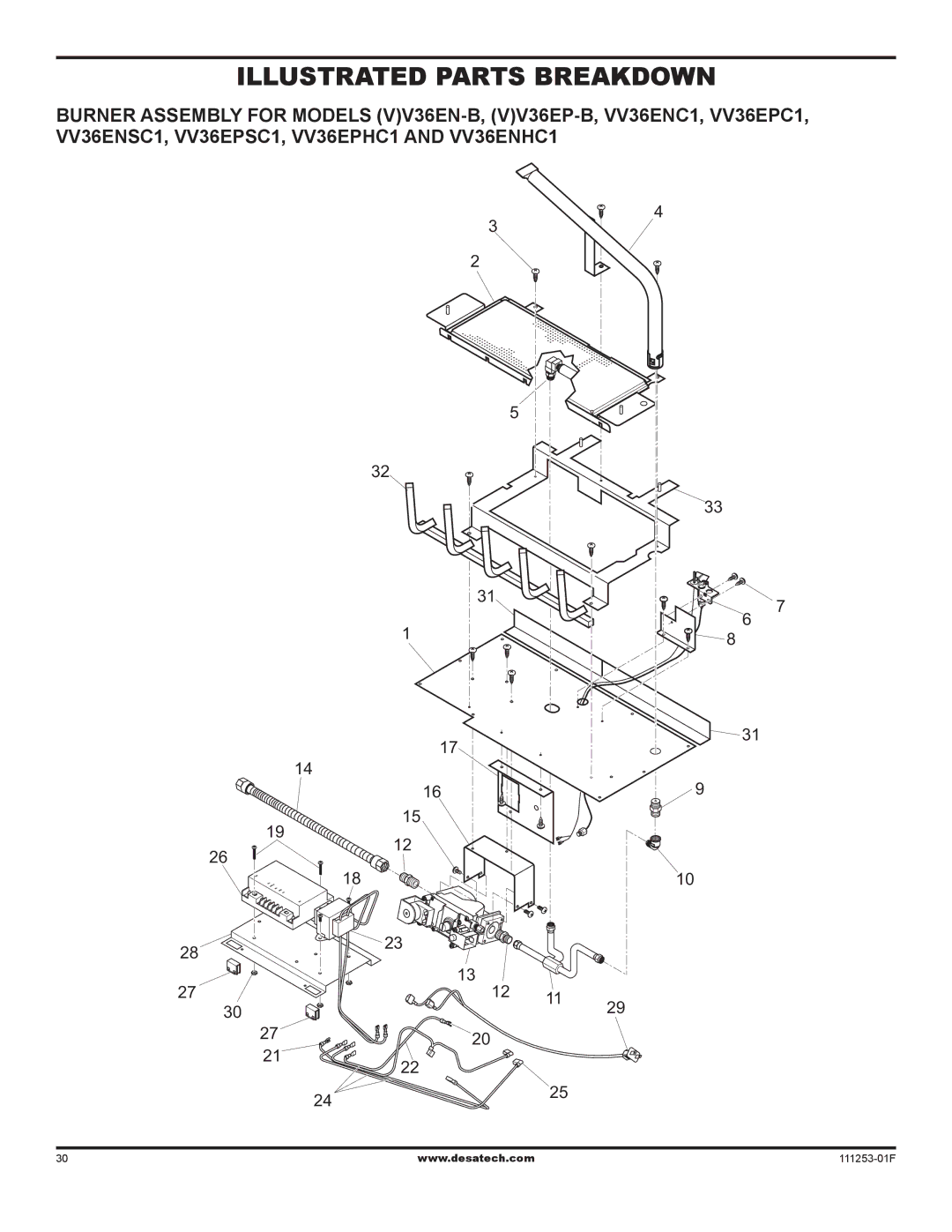 Desa (V)V36EN-B, VV36ENC1 SERIES, VV36EPC1 SERIES, (V)V36EP-B installation manual Illustrated parts breakdown 