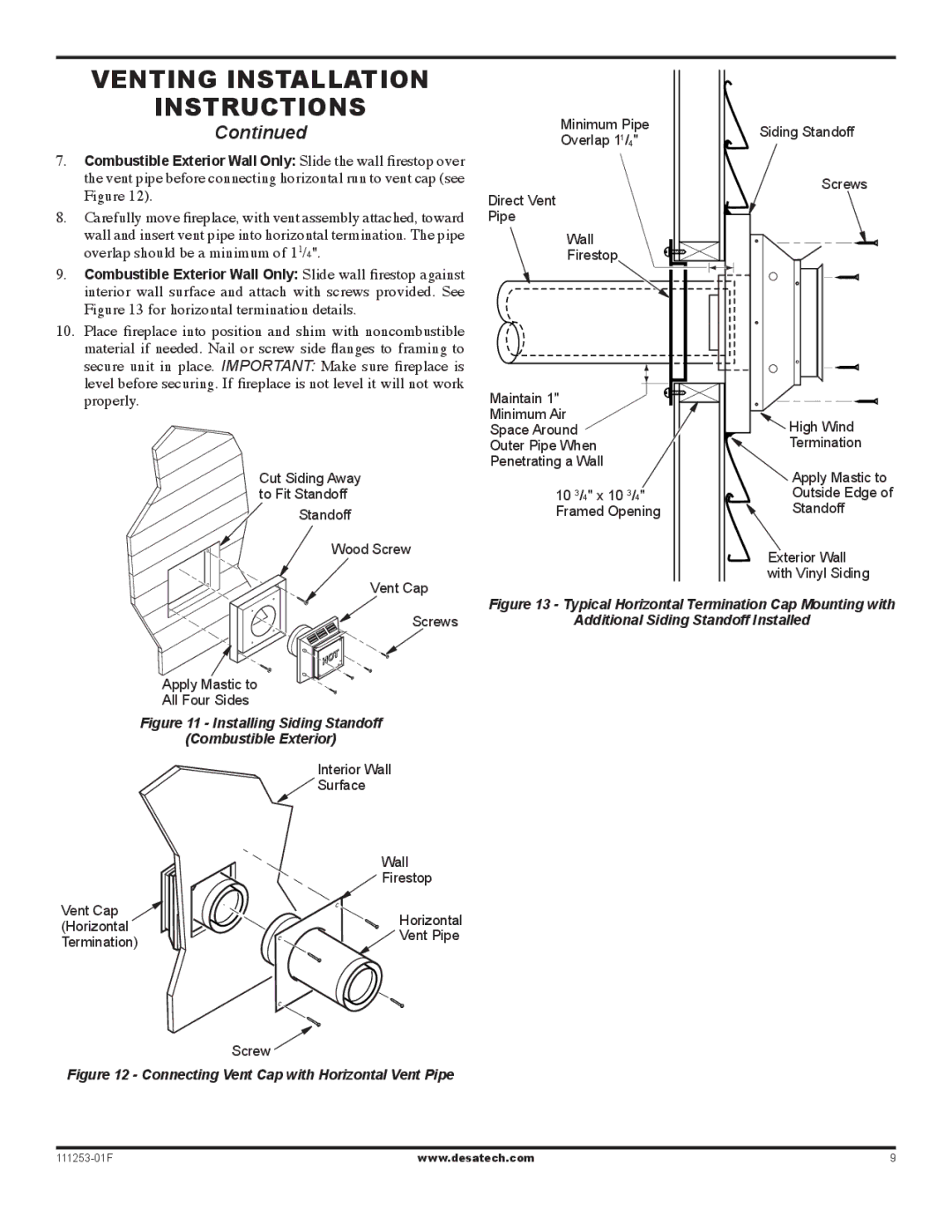 Desa VV36EPC1 SERIES, VV36ENC1 SERIES, (V)V36EN-B, (V)V36EP-B Vent pipe before connecting horizontal run to vent cap see 