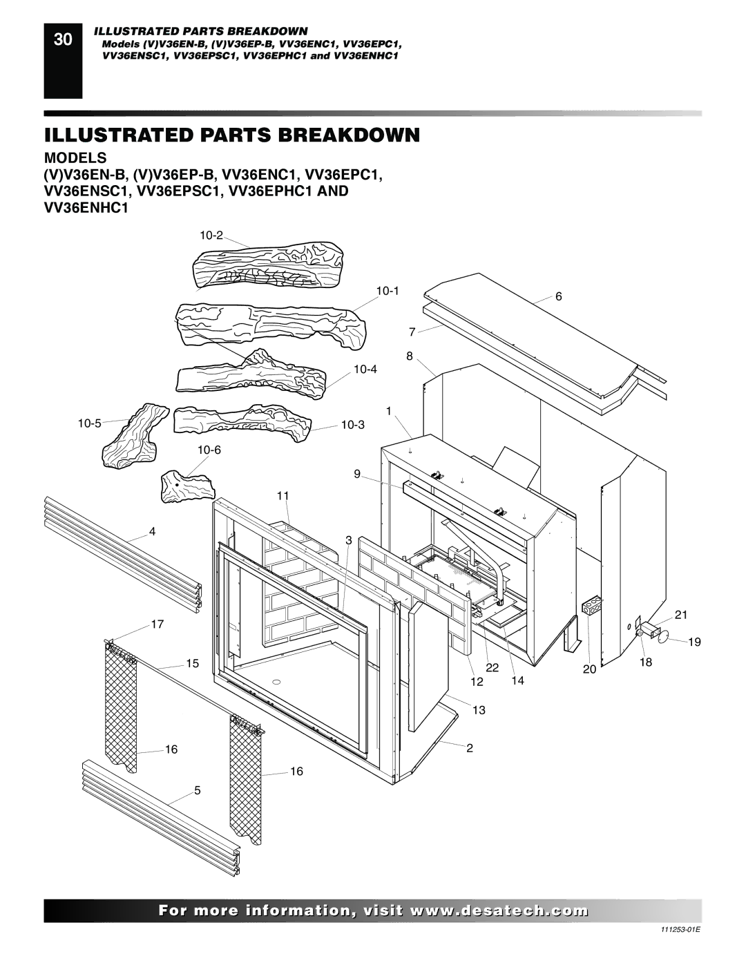 Desa VV36EPC1 installation manual Illustrated Parts Breakdown 