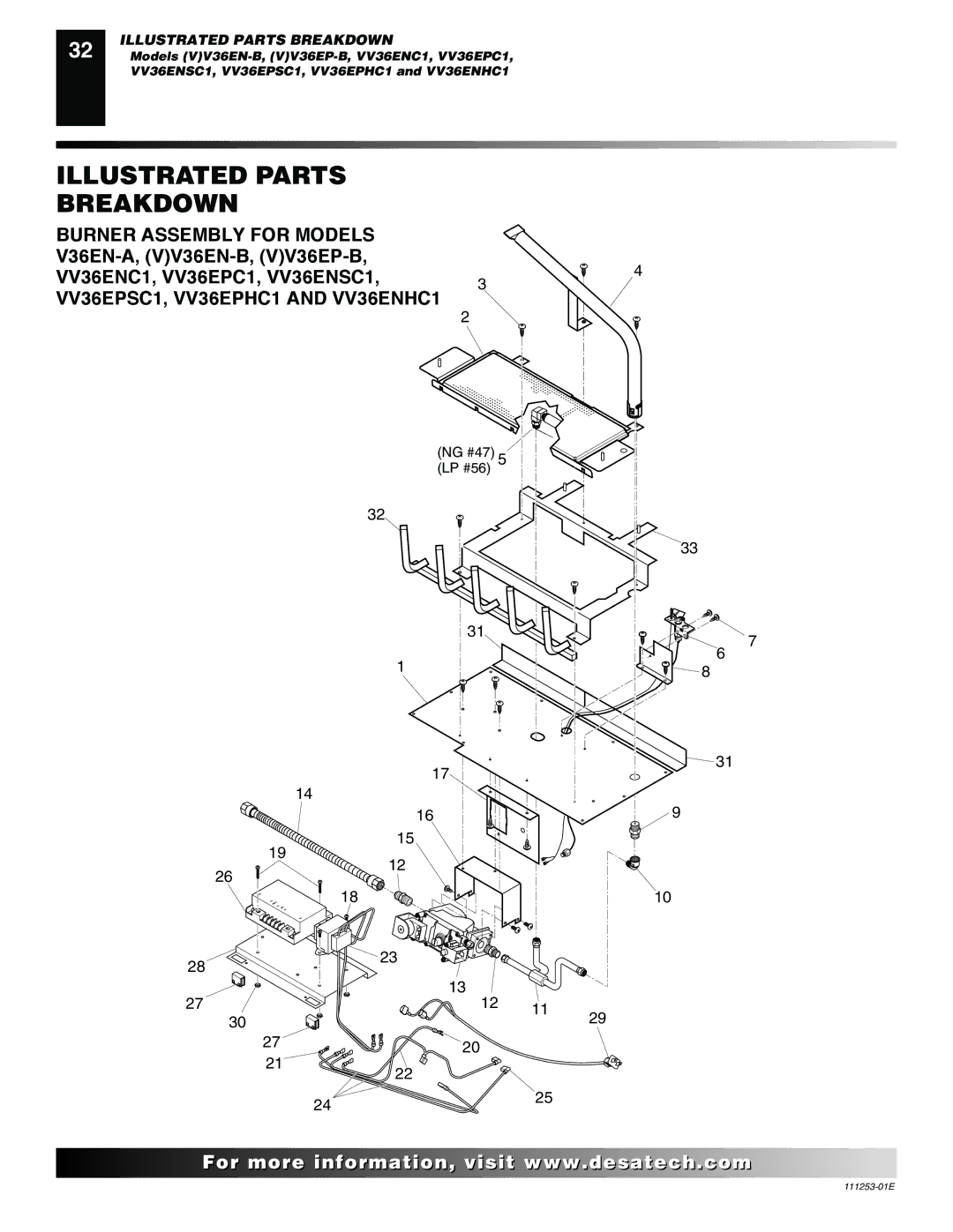 Desa VV36EPC1 installation manual NG #47 5 LP #56 