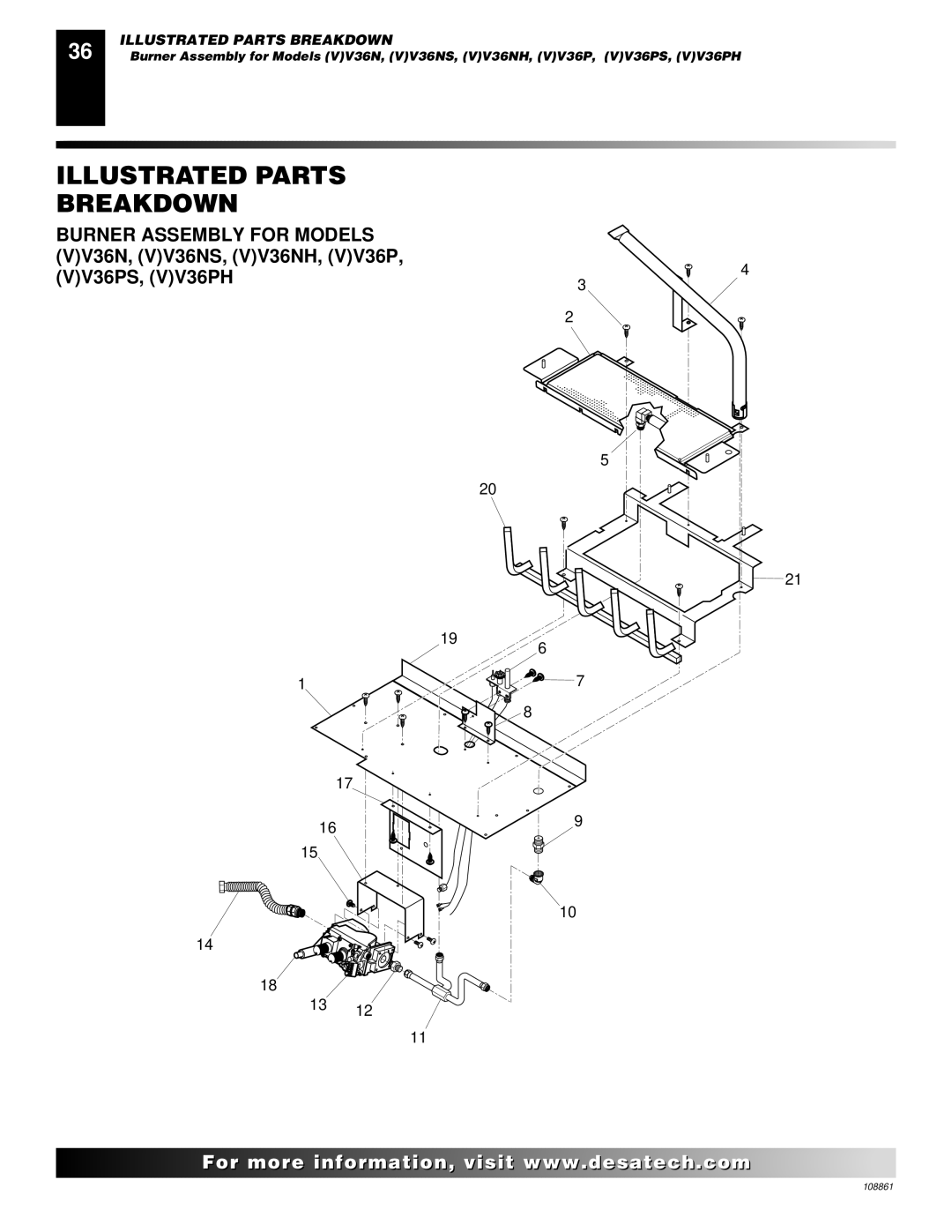 Desa (V)V36N, CHDV47NR, CHDV47PR installation manual Illustrated Parts Breakdown 