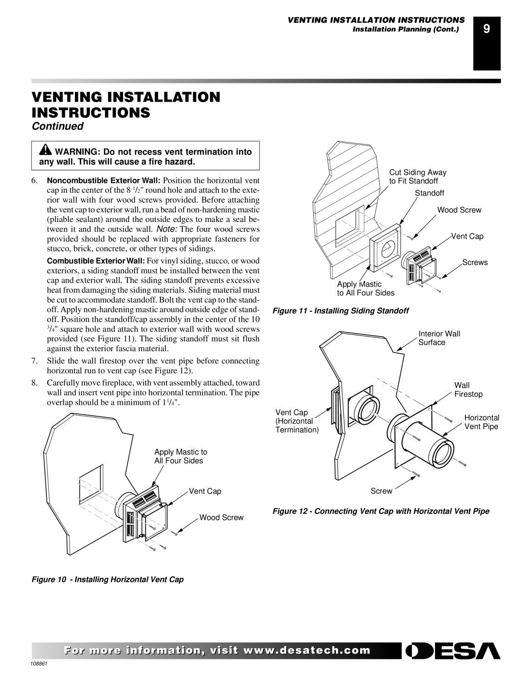 Desa (V)V36N, CHDV47NR, CHDV47PR installation manual Installing Siding Standoff 