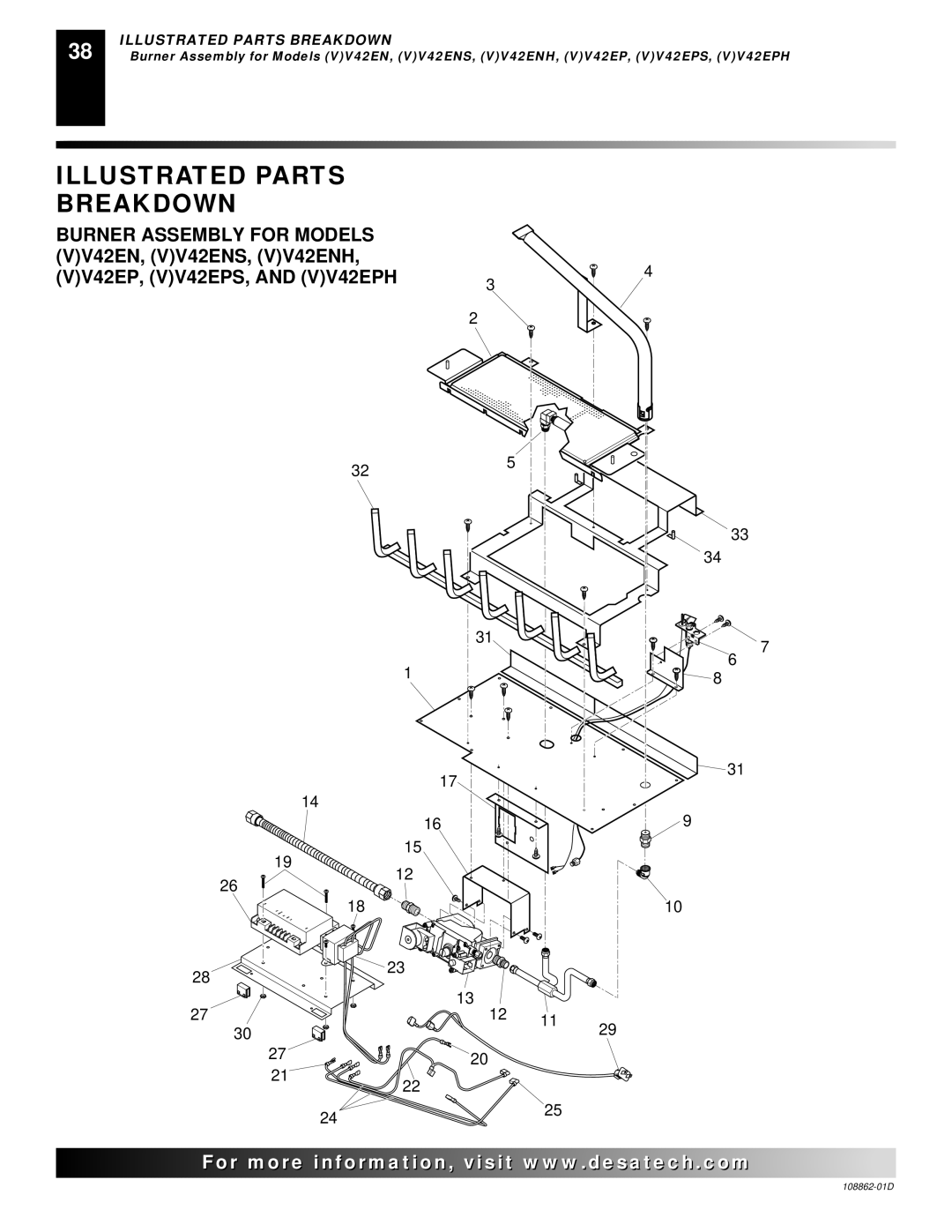 Desa (V)V42EP, (V)V42EN, (V)V36EP installation manual Illustrated Parts Breakdown 