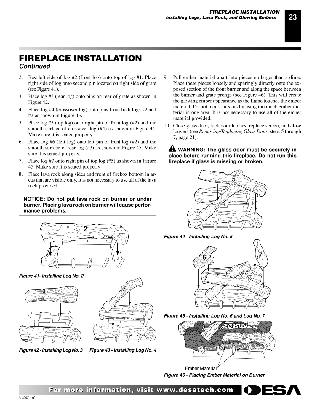 Desa (V)V42ENA(1) Series, (V)V42EPA(1) Series installation manual Installing Log No and Log No 