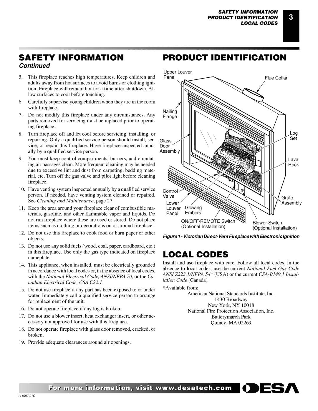 Desa (V)V42ENA(1) Series, (V)V42EPA(1) Series installation manual Product Identification, Local Codes 