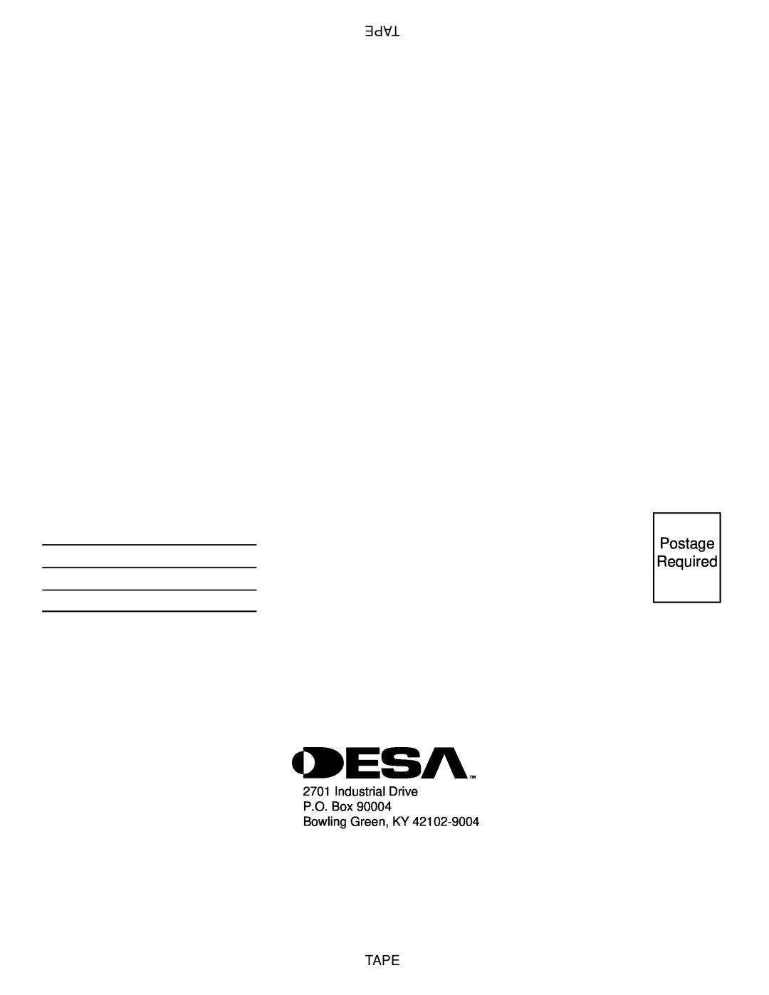 Desa (V)V42ENA(1), (V)V42EPA(1) installation manual Tape, Postage Required 