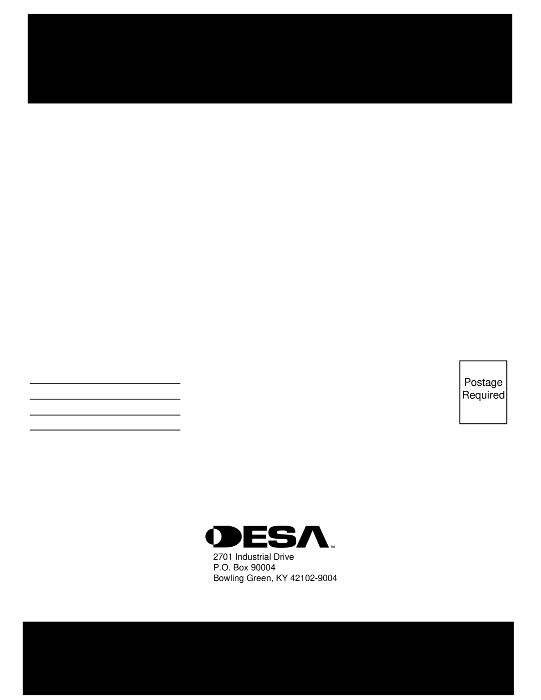 Desa V)V42EPA(1) SERIES, V)V42ENA(1) SERIES installation manual Postage Required 