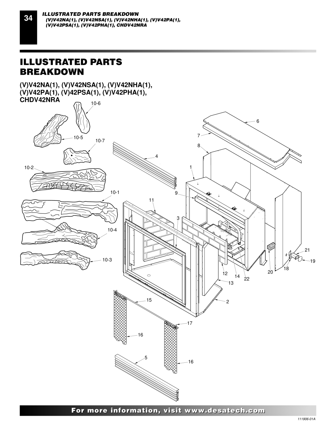 Desa (V)V42NA(1) installation manual Illustrated Parts Breakdown, CHDV42NRA 