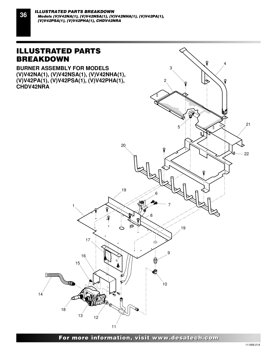 Desa (V)V42NA(1) installation manual Illustrated Parts Breakdown 