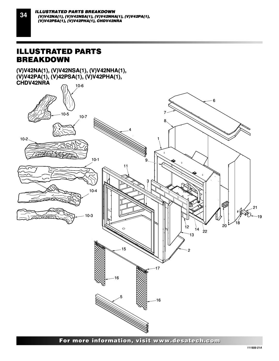 Desa (V)V42NA(1) installation manual Illustrated Parts Breakdown, CHDV42NRA 