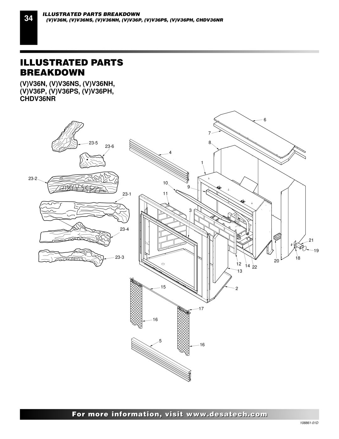 Desa CHDV42NR, (V)V42P, (V)V42N, (V)V36P, CHDV36NR installation manual Illustrated Parts Breakdown 