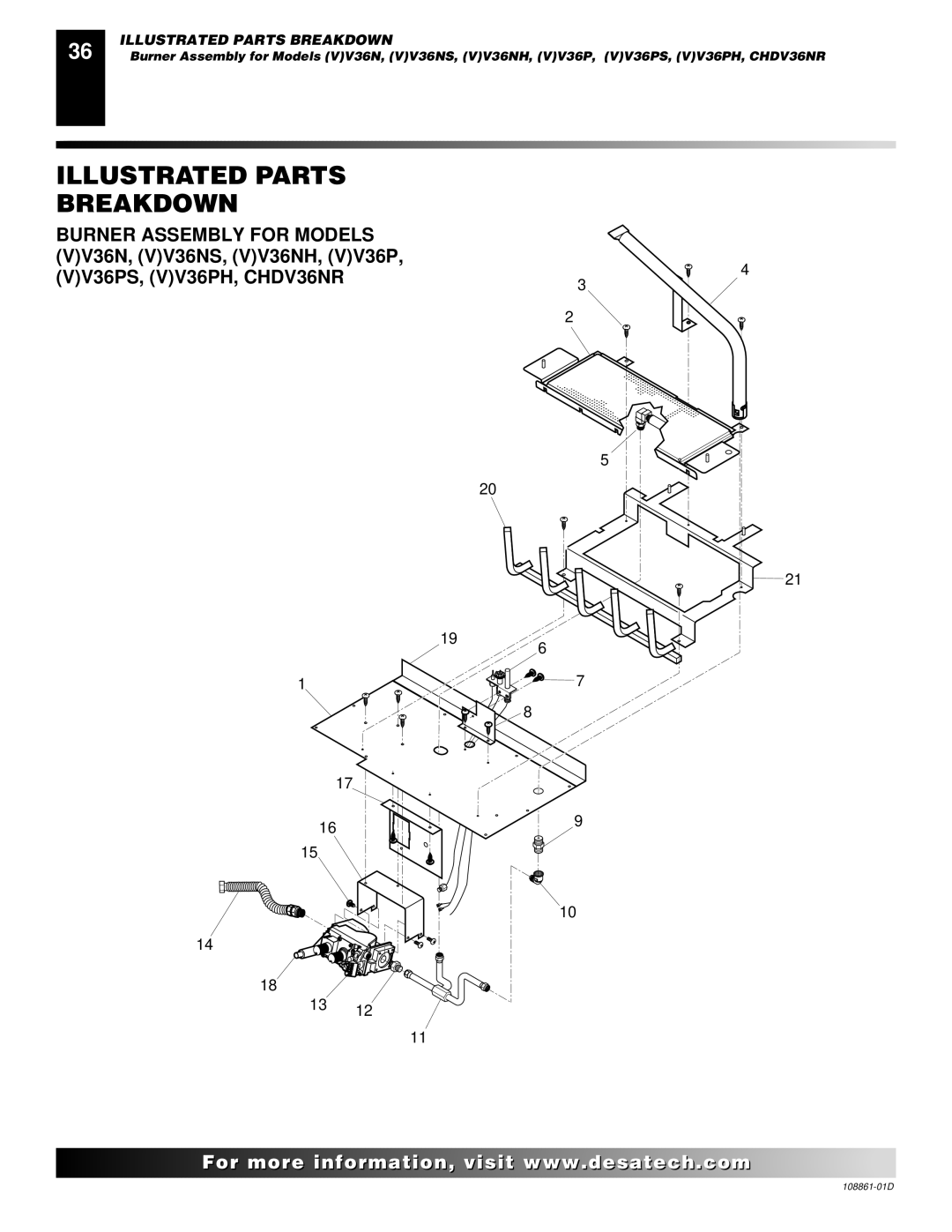 Desa (V)V42N, (V)V42P, (V)V36P, CHDV36NR, CHDV42NR installation manual Illustrated Parts Breakdown 