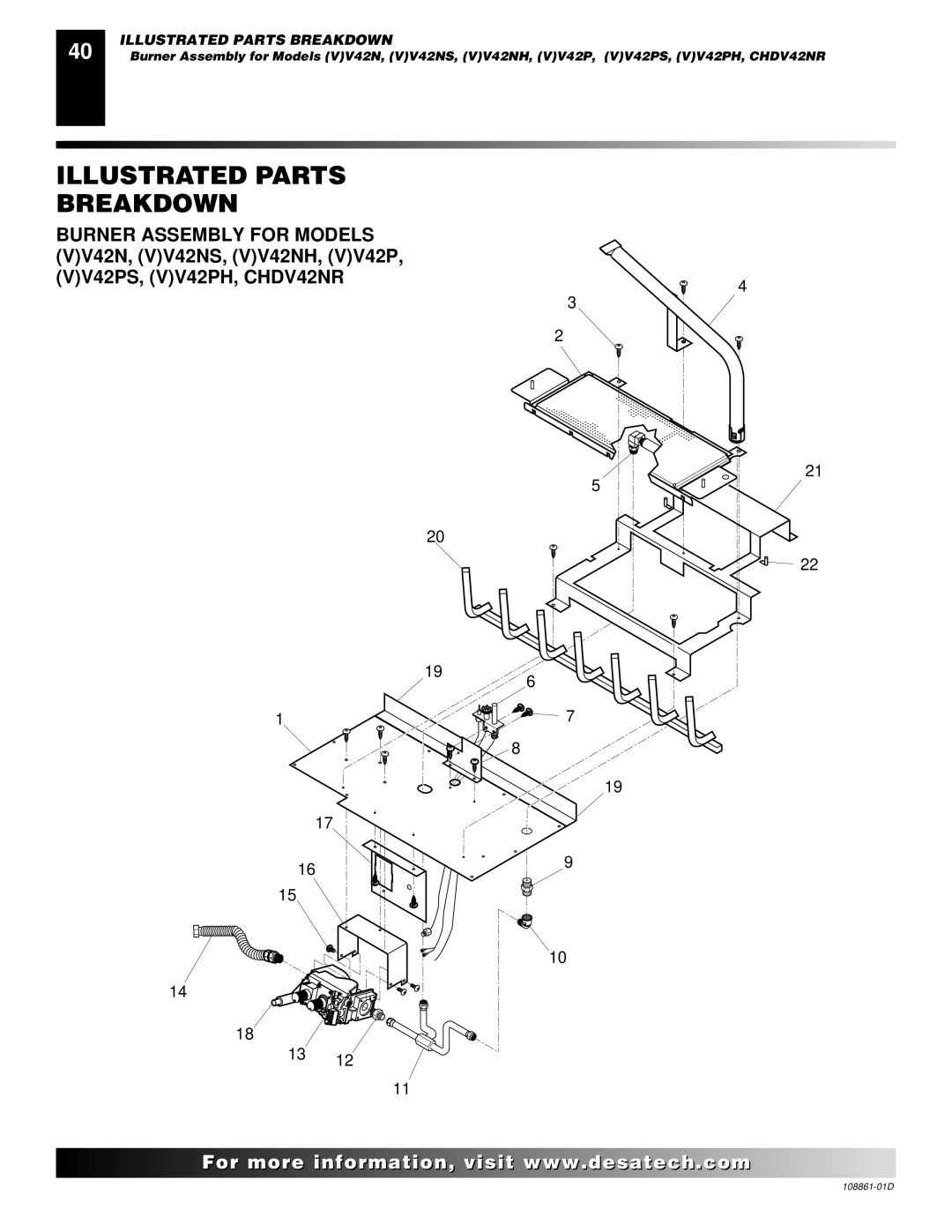 Desa (V)V42P, (V)V42N, (V)V36P, CHDV36NR, CHDV42NR installation manual Illustrated Parts Breakdown 