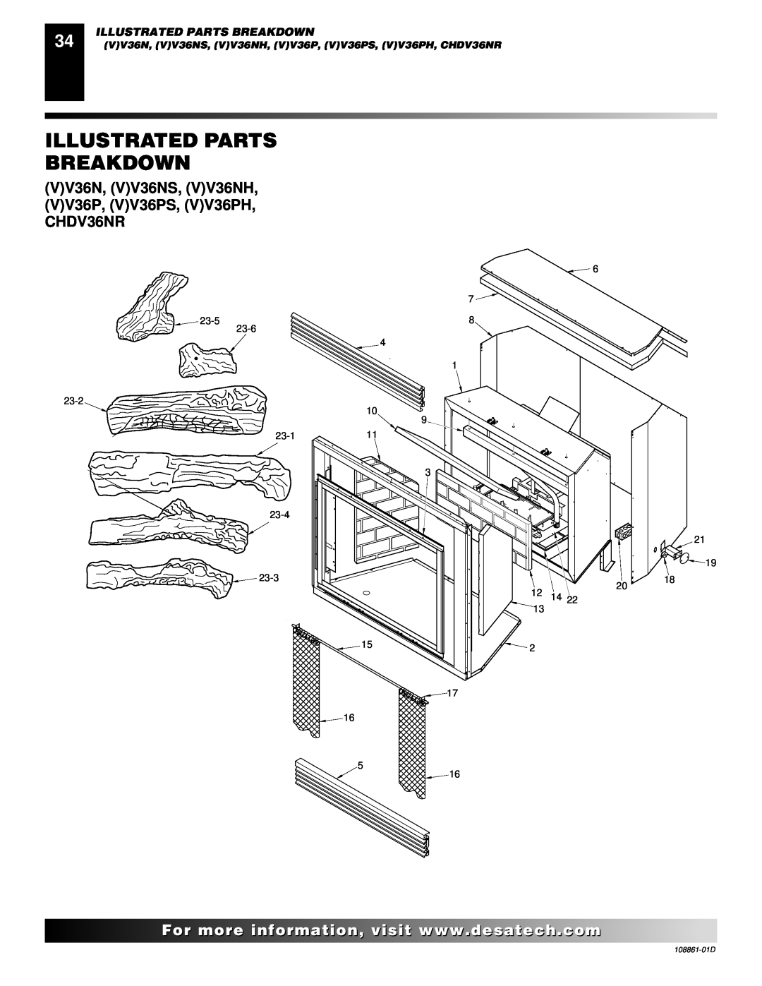 Desa CHDV42NR, (V)V42P, (V)V42N, (V)V36P, CHDV36NR installation manual Illustrated Parts Breakdown 