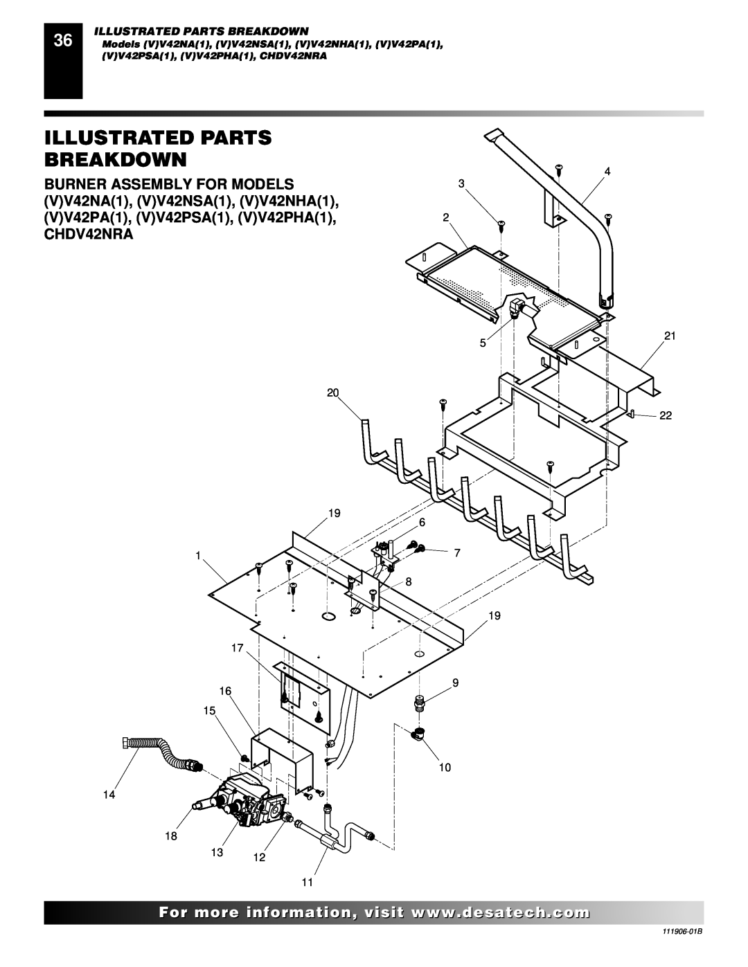 Desa (V)V42PA(1), CHDV42NRA installation manual Illustrated Parts Breakdown, 111906-01B 