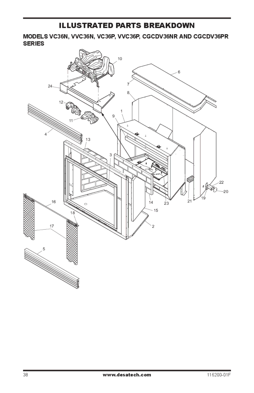 Desa (V)VC36N, CGCDV36PR installation manual Illustrated Parts Breakdown 