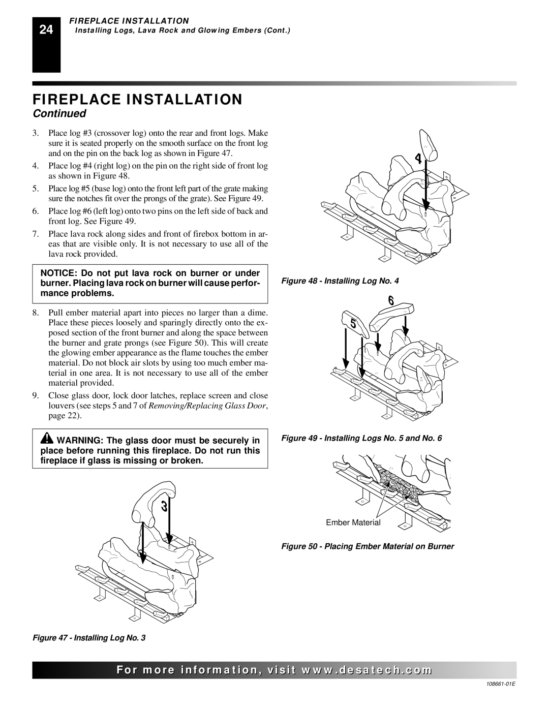 Desa (V)VC36N Series installation manual Installing Logs No and No 