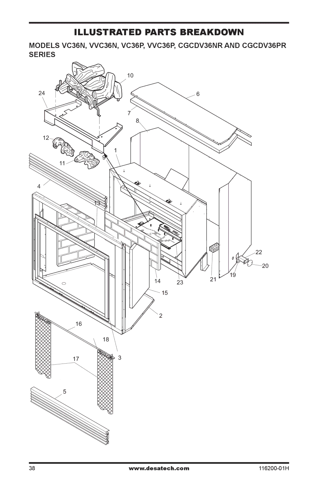 Desa (V)VC36P Series, VC36N, C GCDV36NR, VC36P, C GCDV36PR installation manual Illustrated Parts Breakdown 