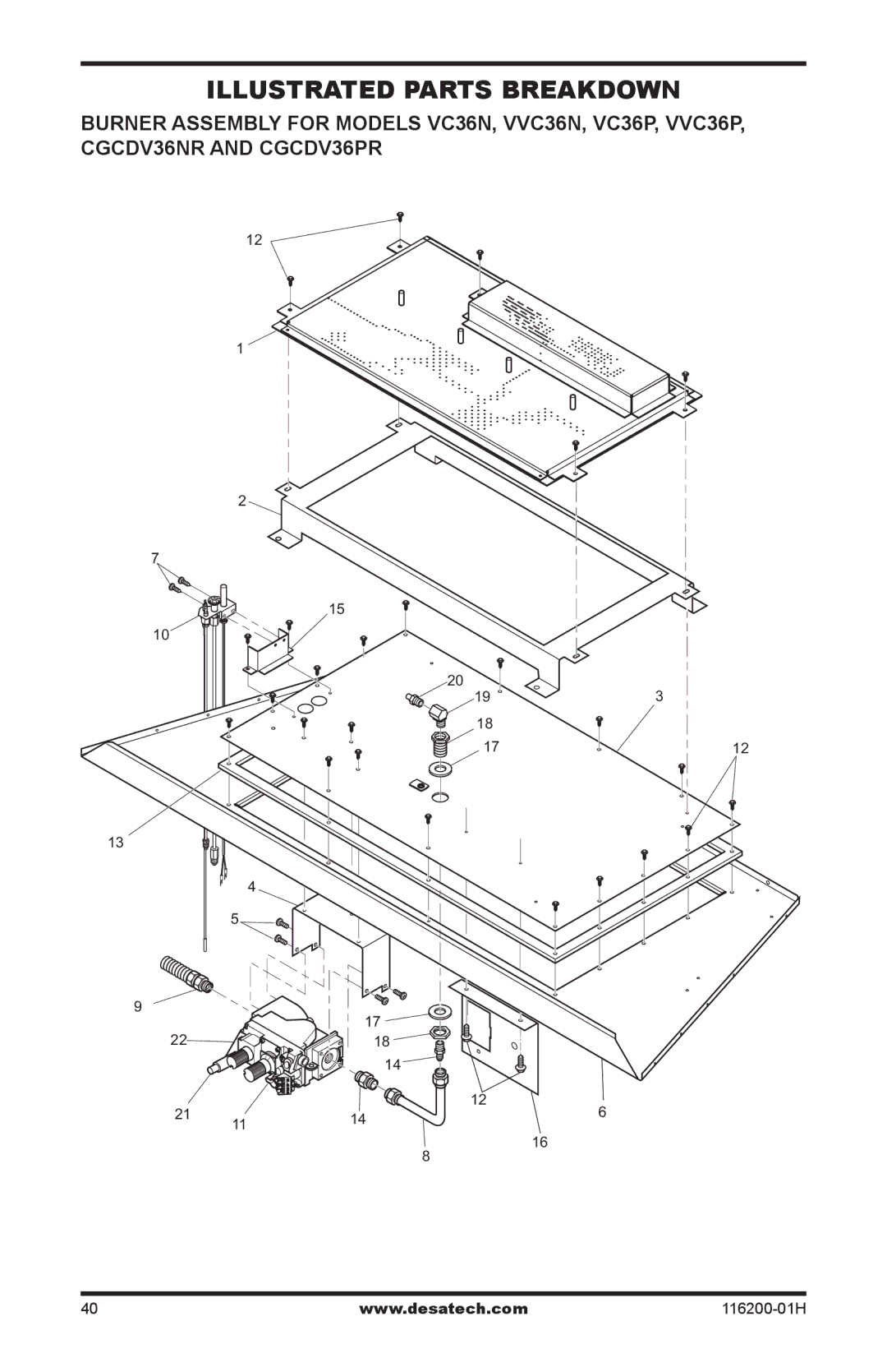 Desa (V)VC36P Series, VC36N, C GCDV36NR, VC36P, C GCDV36PR installation manual 19 18 116200-01H 