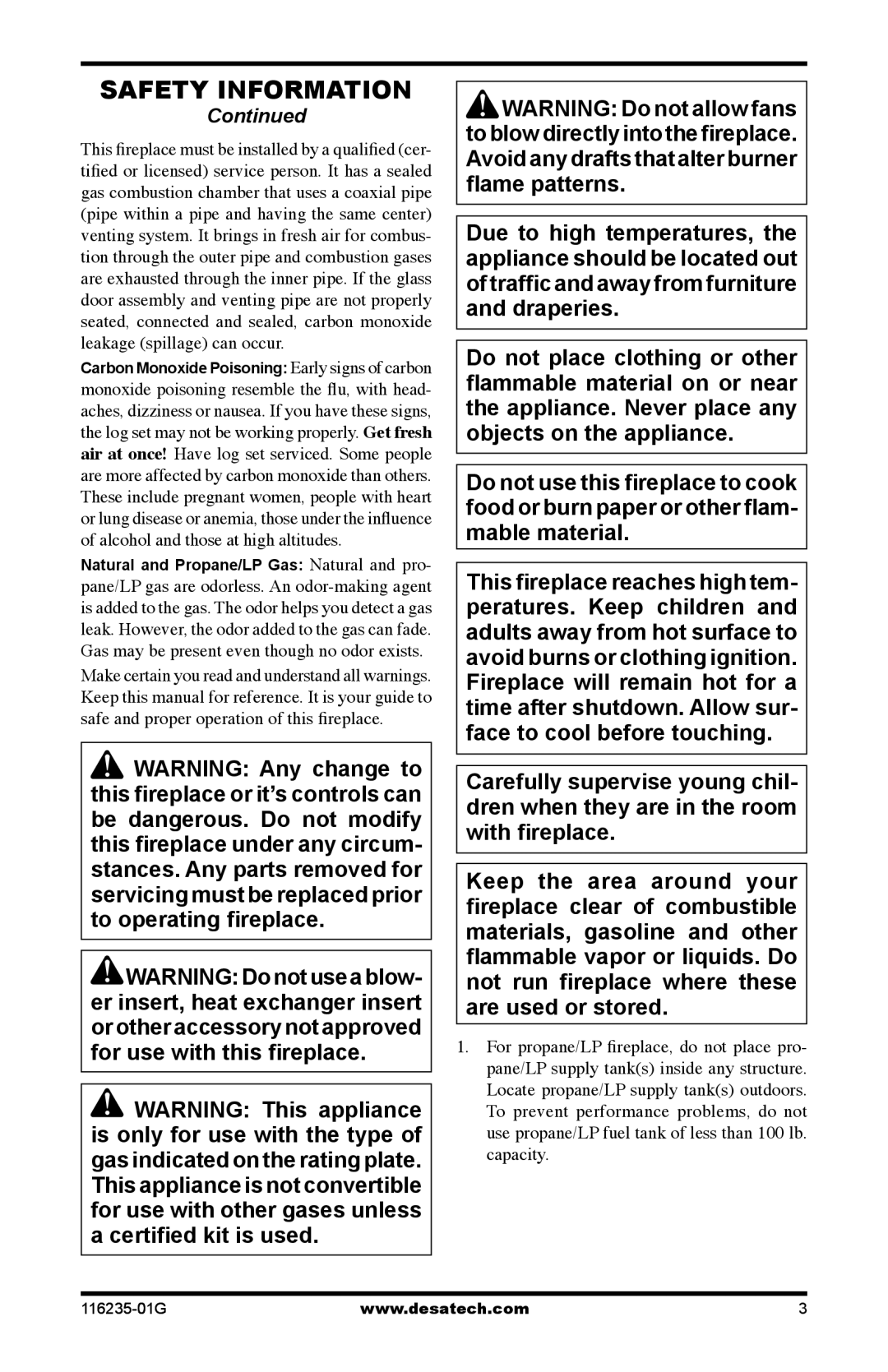 Desa (V)VC36PE SERIES, (V)VC36NE SERIES installation manual Safety information 