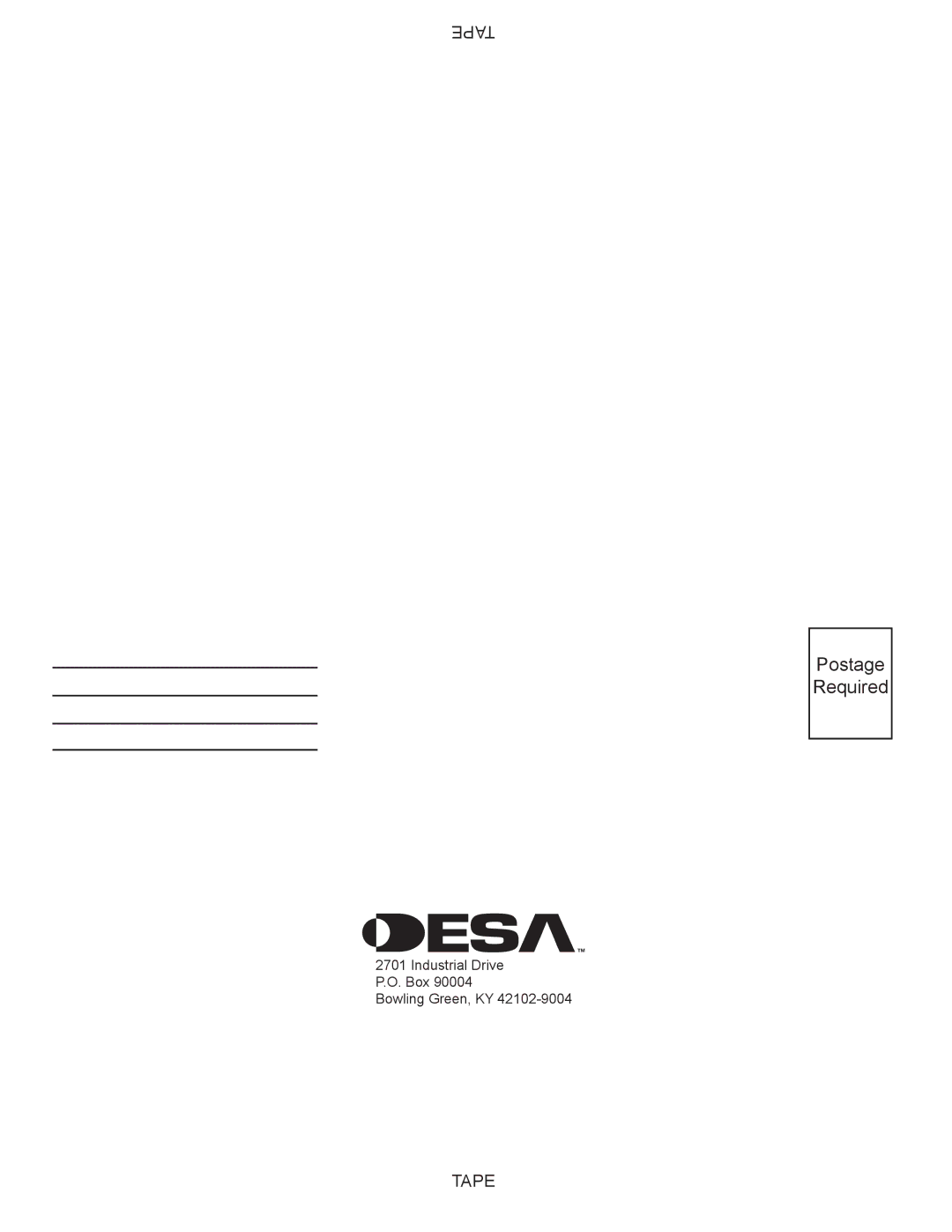 Desa (V)VC42PE, (V)VC42NE installation manual Postage Required 