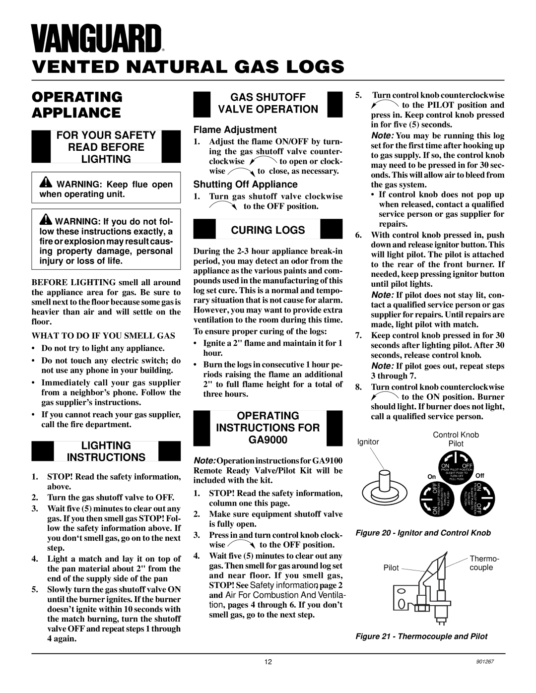 Desa VVMR24, VVMR18 installation manual Operating Appliance 