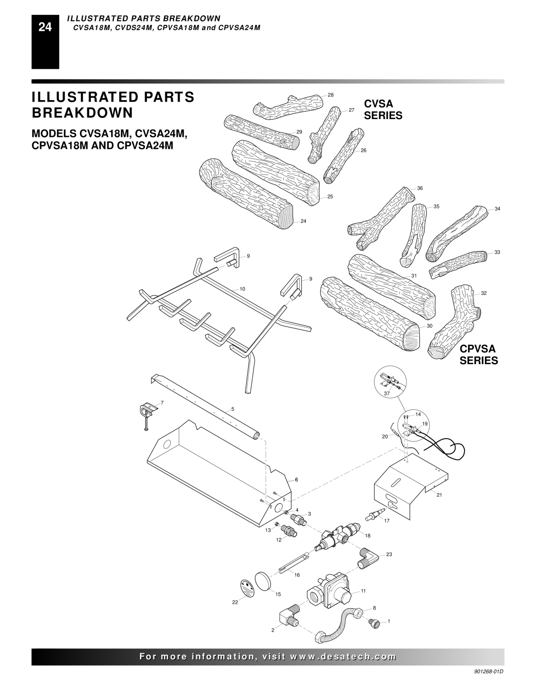 Desa FVSA18M, VVSA24M, VVDA24M, VVDA18M, VVDA30M, VVSA18M Cvsa, Models CVSA18M, CVSA24M CPVSA18M and CPVSA24M Cpvsa Series 