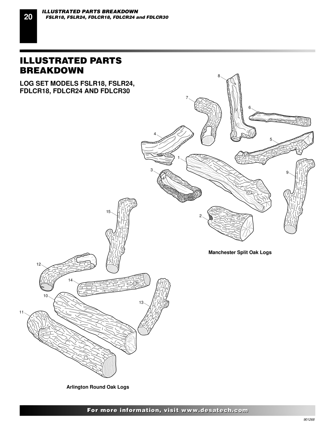 Desa VVSA24M, VVDA24M, VVDA18M, VVDA30M, VVSA18M installation manual LOG SET Models FSLR18, FSLR24 FDLCR18, FDLCR24 and FDLCR30 