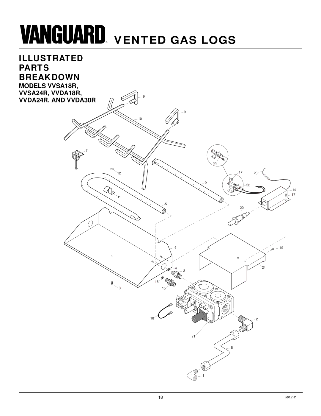 Desa installation manual Illustrated Parts Breakdown, Models VVSA18R VVSA24R, VVDA18R VVDA24R, and VVDA30R 