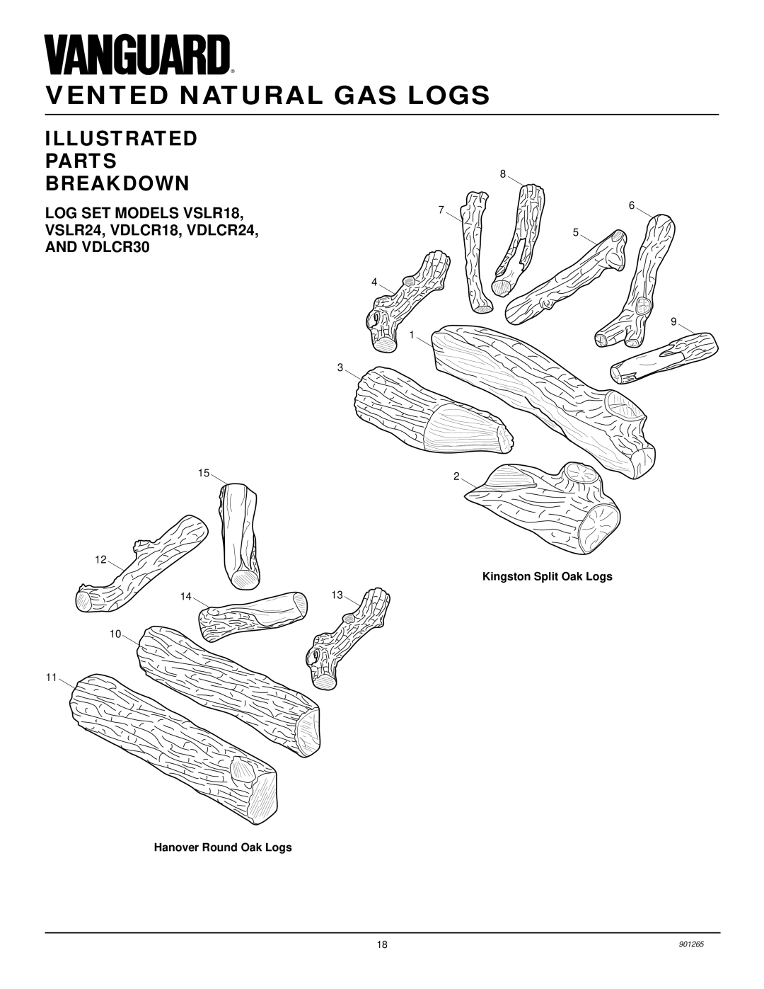 Desa VVSR18 installation manual LOG SET Models VSLR18, VSLR24, VDLCR18, VDLCR24, and VDLCR30 