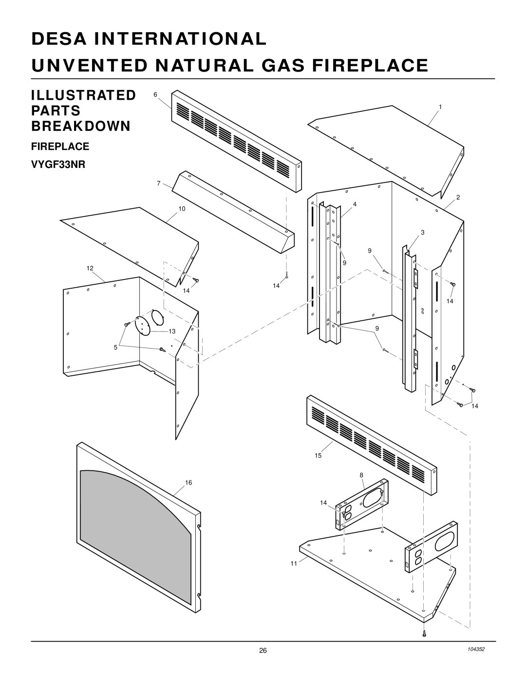 Desa installation manual Fireplace VYGF33NR 