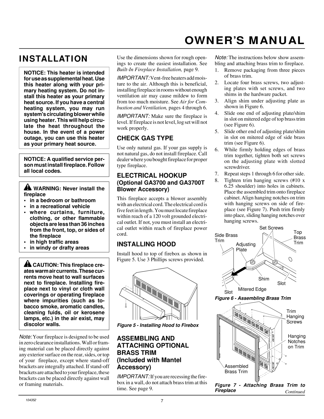 Desa VYGF33NR installation manual Installation, Check GAS Type, Electrical Hookup, Installing Hood 