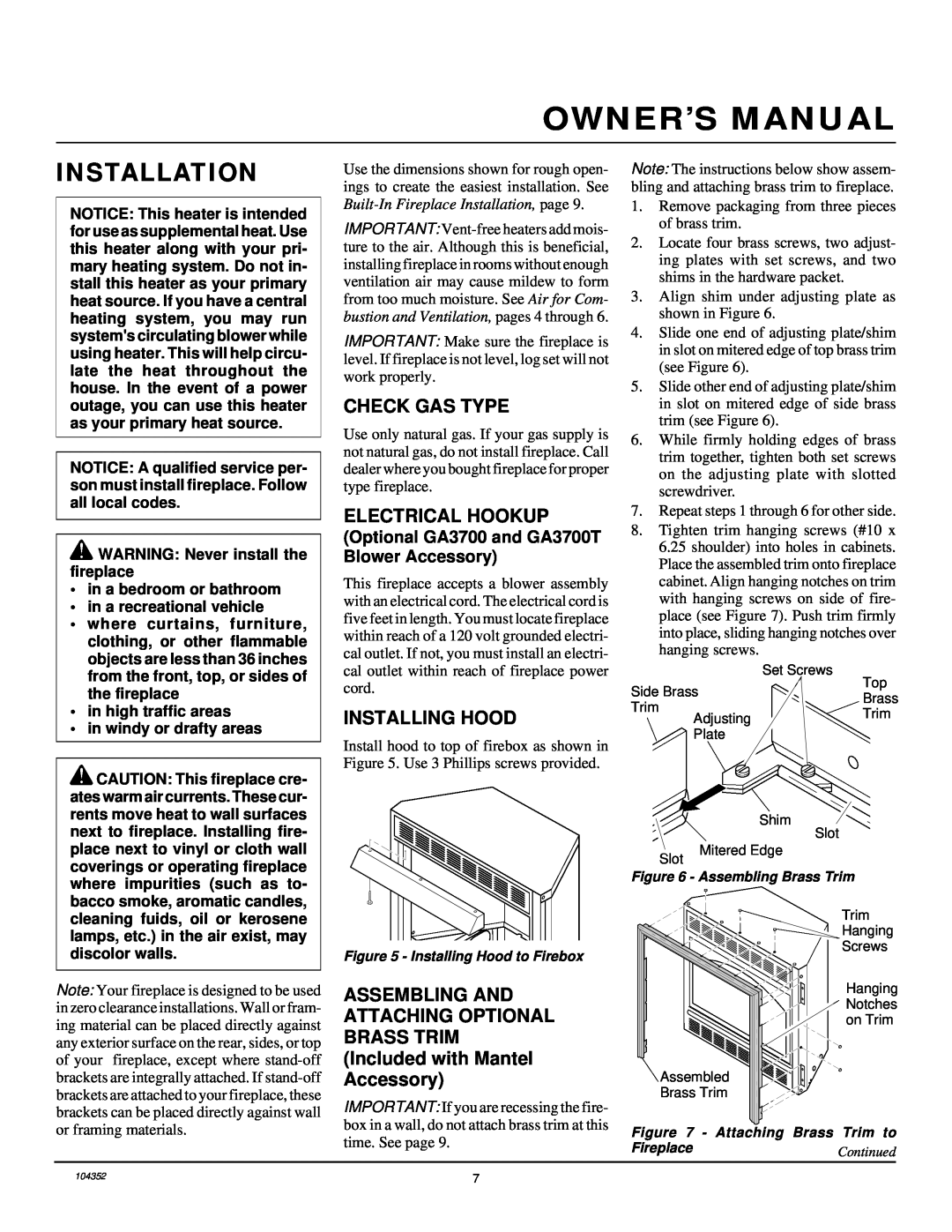 Desa VYGF33NR installation manual Installation, Check Gas Type, Electrical Hookup, Installing Hood 