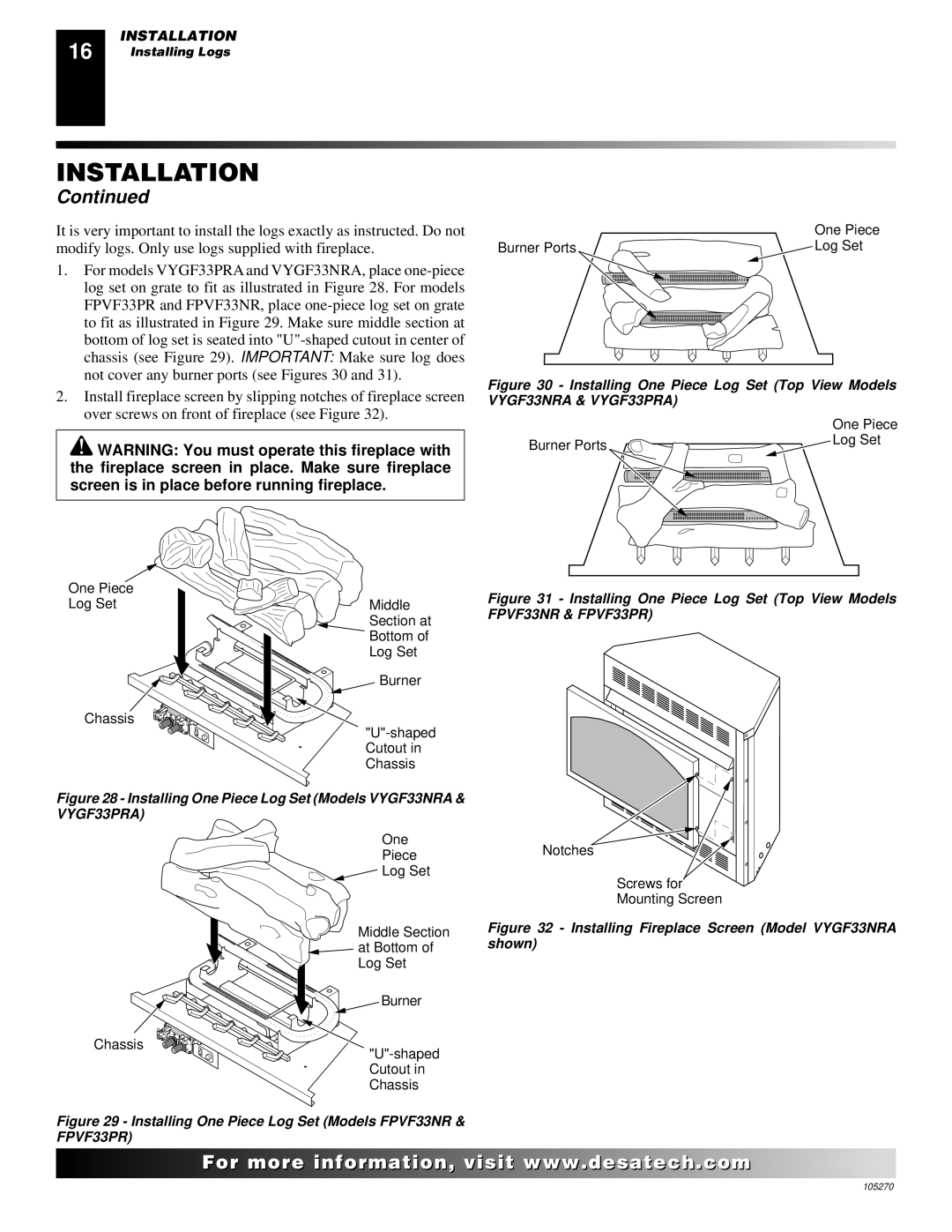 Desa VYGF33PRA, VYGF33NRA, FPVF33NR installation manual FPVF33PR 