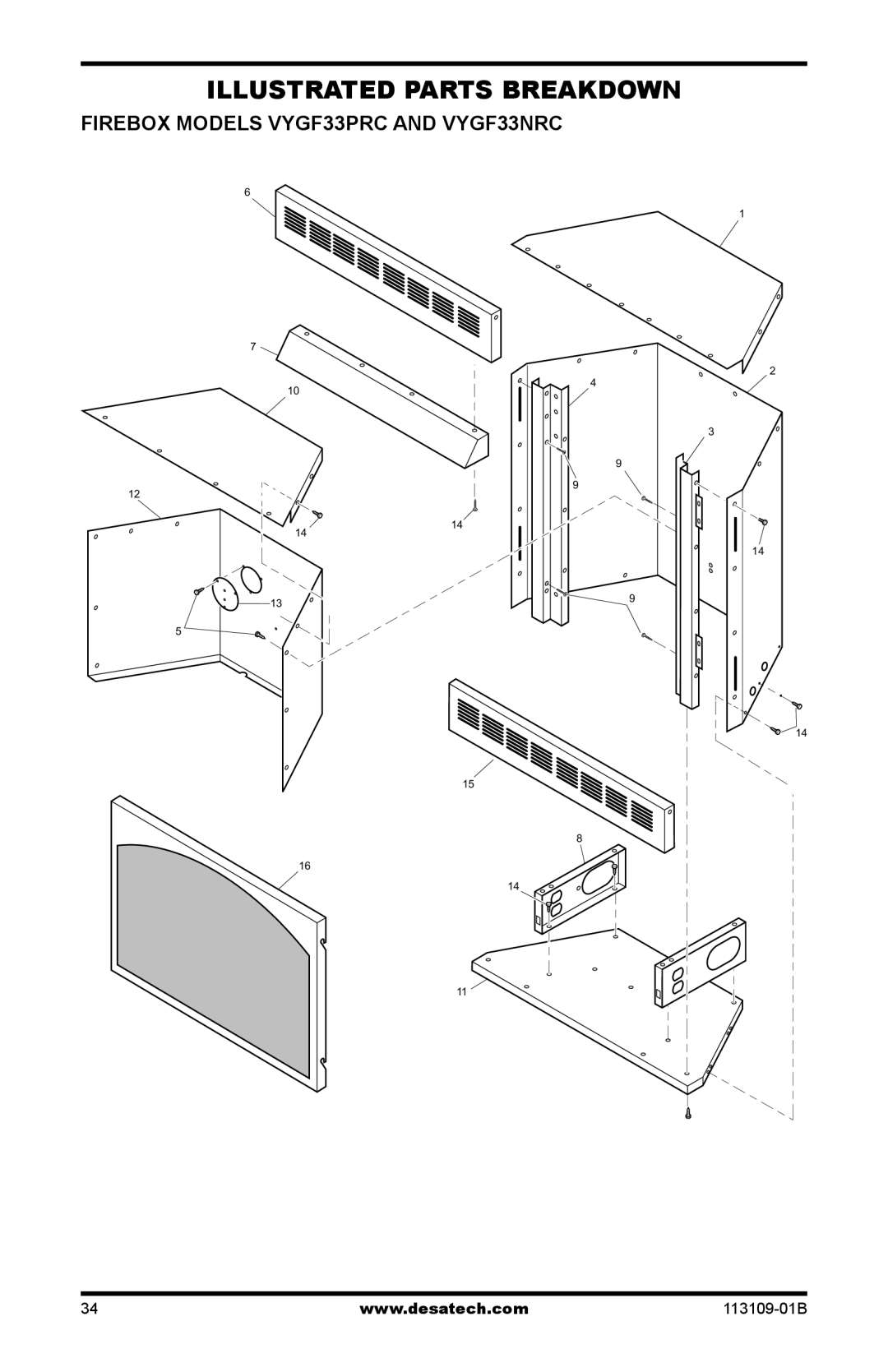 Desa installation manual Firebox Models VYGF33PRC and VYGF33NRC 