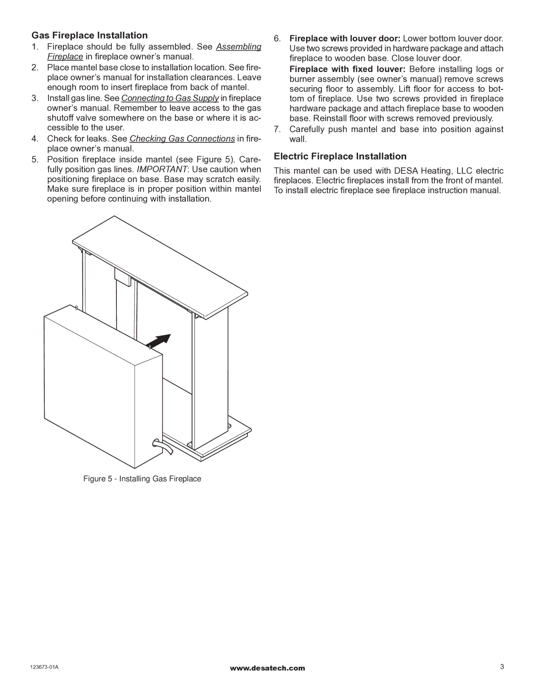 Desa W26GO installation instructions Gas Fireplace Installation 